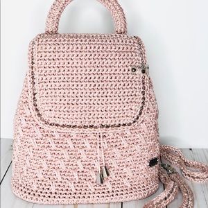Hand knitted unique elegant backpack